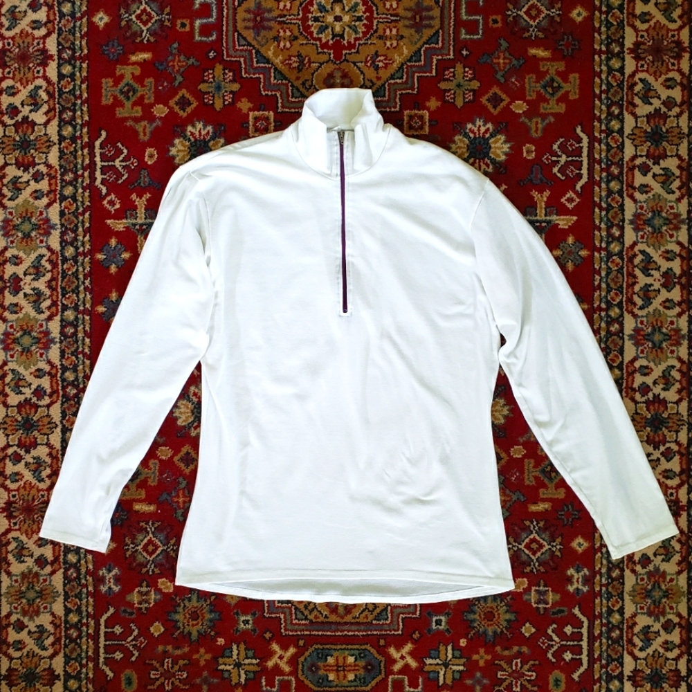 ⭐ VTG PATAGONIA | White Capilene Long Sleeve Purple Half-Zip Baselayer USA Large